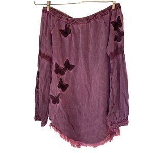 Standard Grace Small Distressed Butterfly Blouse Bohemian Hippy Fringe